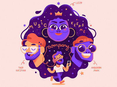 Music keeps me company character design coronavirus illustration lettering lizzo music portrait quarantine vector vector art