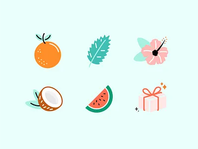Cocofloss Fragrance Icons agency dental care fruit iconography icons illustration vector website design