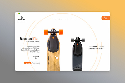 Boosted Boards - Ecomm Page cart dailyui design ecommerce landing page minimal product website ui uidesign web webdesign website website design