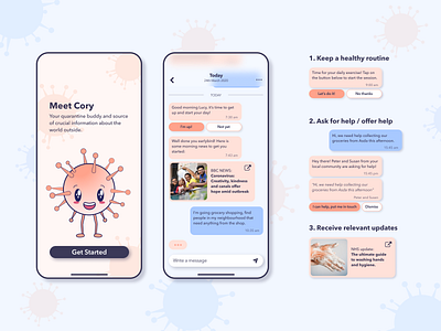 Quarantine Buddy mobile chatbot adobe illustrator ai chatbot concept coronavirus covid 19 figma mobile mobile app product design ui design