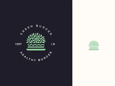 green burger - Healthy fast food logo design badge badge logo branding burger creative fast food healthy food illustration leaf logo vegan