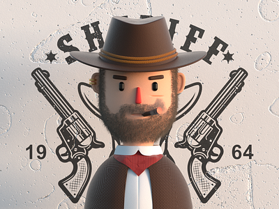 Cowboy 3d art cowboy illustration logo r d d