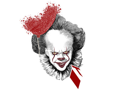 Pennywise business illustration design digital art digital illustration graphic design illustration it joker minimalist pen and ink portrait sketch