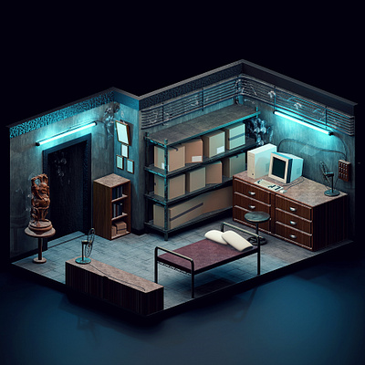 Dusty Room art artdust artwork blender color design designs dusty dusty pink flat illustration illustrator isometric isometric art isometric design isometric illustration isometry room tutorials vector