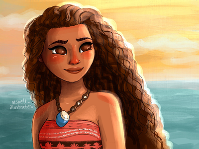 Moana digital illustration disney fan art fanart illustrate illustration illustrator lighting moana portrait art procreate