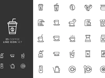 Coffee line icon set icon vector