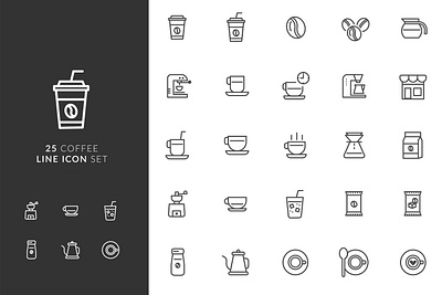 Coffee line icon set icon vector