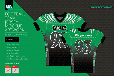 EAGLES FOOTBALL COMPRESSION JERSEY DESIGN MOCKUP art background casual editable fashion football graphic illustration jersey layered men player seamless soccer sport team template uniform vector wear