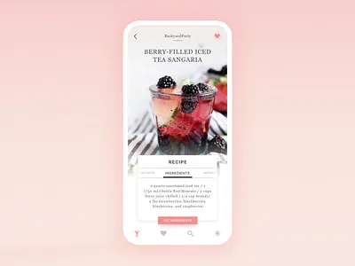 Backyard Party Recipe Application backyard beverage drink mobile mobile app design party recipe ui ui design ux ux design