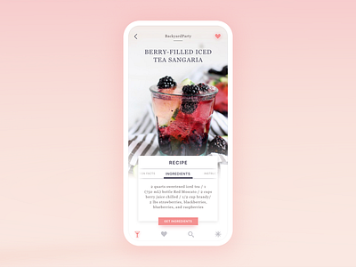 Backyard Party Recipe Application backyard beverage drink mobile mobile app design party recipe ui ui design ux ux design