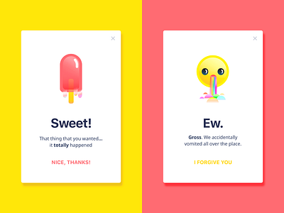 Daily UI No. 011 - Flash message cards ui dailyui flash message illustration popsicle rainbow vomit vomit