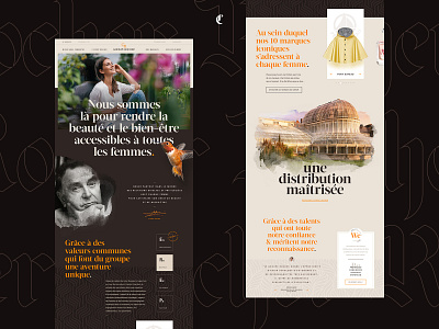 Groupe (Yves) Rocher bird bold brown cosmetic editorial fat pattern storytelling ui watercolor webdesign