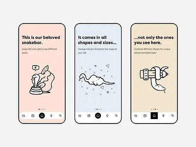 Snakebar - Open Source Bottom Navigation for Flutter animation app bottom bar bottom nav bottom navigation flutter free freebie github illustration interaction mobile open source principle sketch snake ui ui kit user experience ux