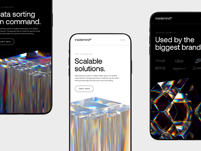 Insidemind Mobile Screens animation c4d cinema4d clean diamond interaction interaction design interface minimal mobile motion graphics octane ui ui design ux web web design website