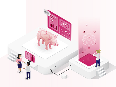 World of Pork branding dashboard design hud illustration isometric landing page logo pink pork scientific statistics ui ui design ux vector web website