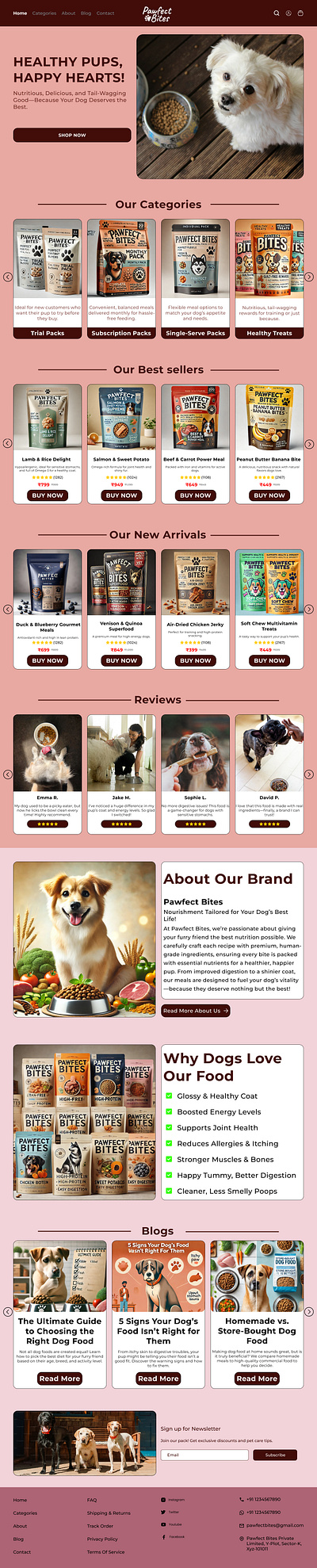 Pawfect Bites - Dog Food Website Design (Practice project) design dog figma food ui uiux user interface webdesign webiste