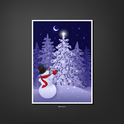 Christmas has arrived! arrived art beautiful blue christmas happy illustration sky snow snowman star