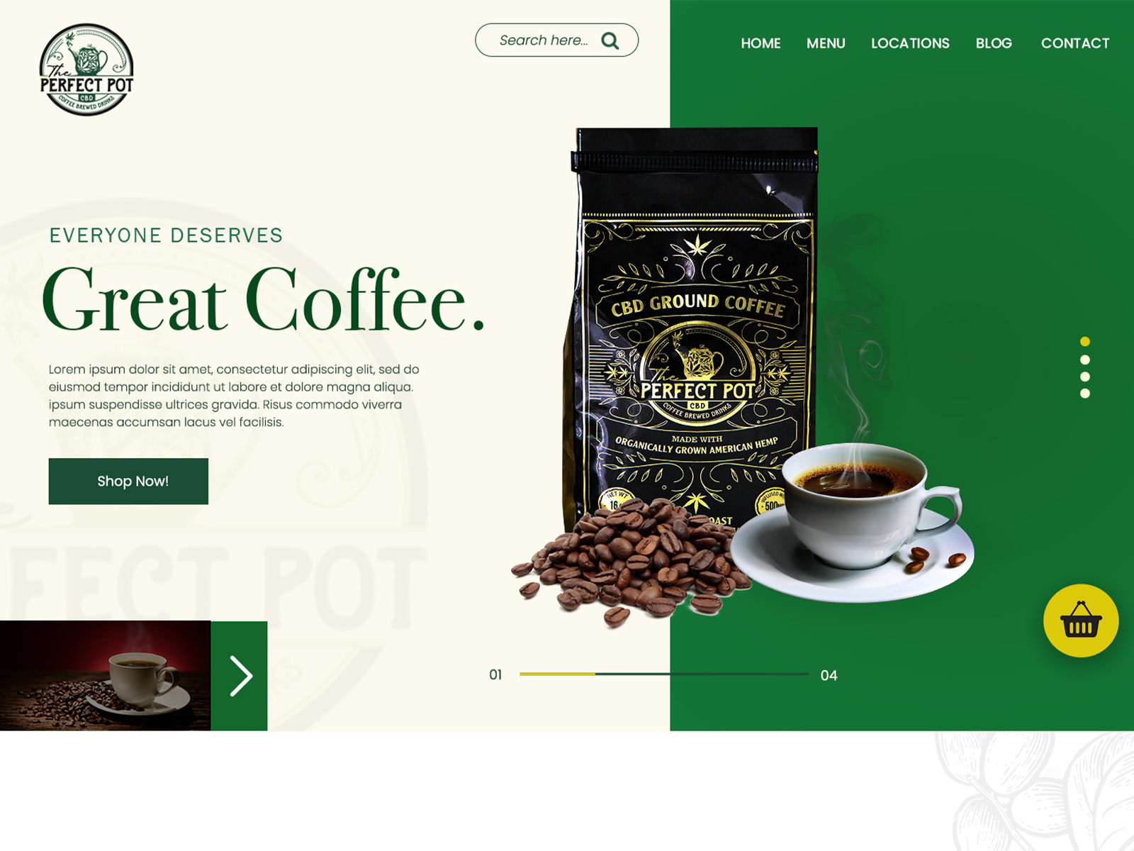 Example of Coffee Landing Page UI