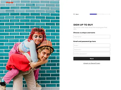 Depop's Sign up on Web depop depopdesign design desktop interface signup ui uidesign user uxdesign uxui websitedesign