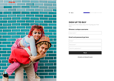 Depop's Sign up on Web depop depopdesign design desktop interface signup ui uidesign user uxdesign uxui websitedesign