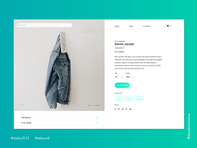 Daily UI #012 - E-Commerce Shop Single Item (Rebound) 012 aveiro dailyui dailyui 012 dailyuichallenge ecommerce ecommerce design ecommerce shop elvas freelancer gradient color grid grid layout minimalism rebound shopping app single page ui design ui designer ui ux