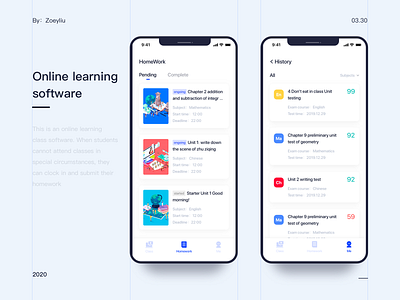 study app app blue class design list my ui work