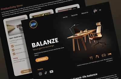 Co-working and gaming space - Landing page and Service Menu Page ui uiux design ux website