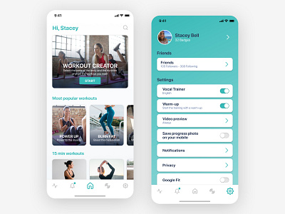 Workout App app app design daily 100 challenge daily ui daily ui 007 dailyui design fitness app product design settings settings ui sport app ui uidesign ux workout app