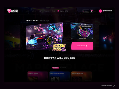 Rocket League eSport UI clean clean ui design esport esport ui games ui gaming gaming ui gaming website interface landing page minimal rocket league ui ui ux ux web web design