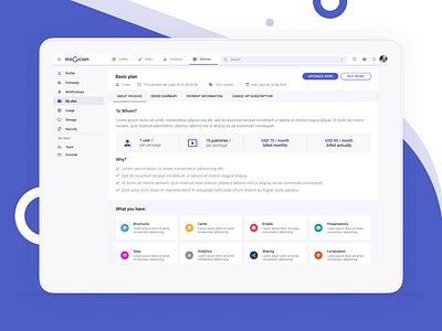 Magician settings app application application design application ui billing design package settings ui ui design