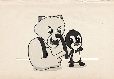 Happy Jack! 1930s bear logo cartoon cartoon character character illustration penguin polar bear retro vintage