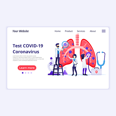 Test Coronavirus from human lungs illustration app concept coronavirus covid 19 design epidemic flat flat illustration human icon illness illustration landing page lungs onboarding screens test ui design ui kit vector web design