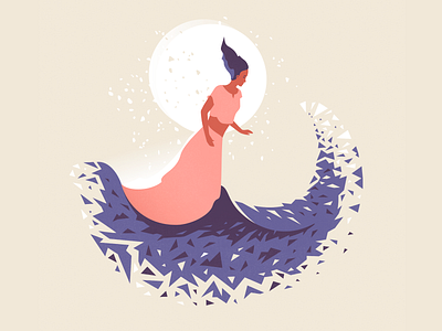 Woman and nature illustration illustration art magic nature ocean poster sun textures vector water wave woman
