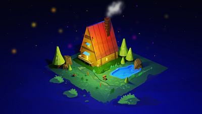 Woodencabin 3d art concept art environment design game art illustration isometric art isometric illustration vector