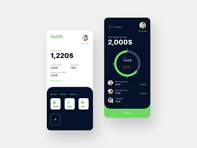 Bill-Splitting App app design clean ui concept design design design app designer portfolio details page finance ios mobile app money split payment product design product designer sketch split bill ui ui ux uidesigner ux