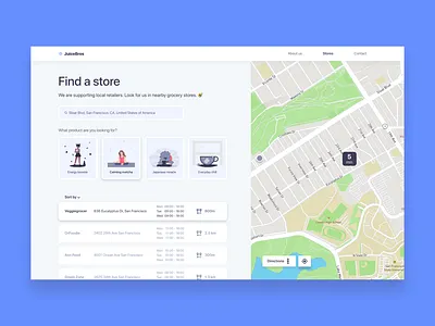 JuiceBros Store finder daily ui design figma illustration minimal simple typography ui ux webdesign