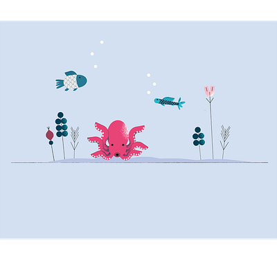 Under the sea algae fish octopus sea