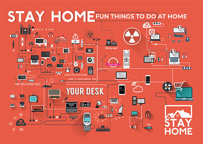 Stay home ! art background concept corona coronavirus covid 19 epidemic expression home house illustration inspirational isolated lettering life message motivational music pandemic poster