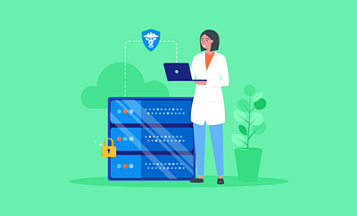 HIPAA-compliant web hosting adobe banner design blog post doctor flat illustration hipaa illustrator jotform web hosting