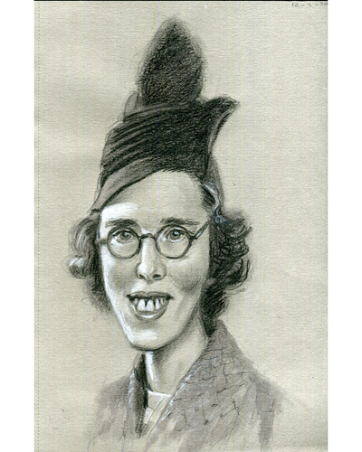 The joy of a new hat. drawing illustration pencil drawing protrait sketch
