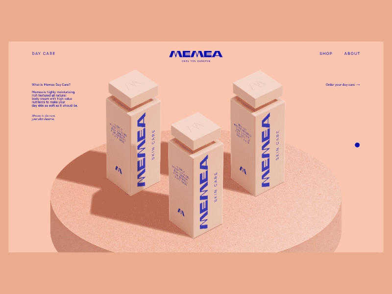 Memea® Web animation brand branding cosmetics design identity interaction lettermark logo logotype packaging skin ui ux visual web web design website woman wordmark