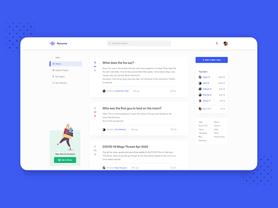 Forume Home Page Design branding community dribbble flat design forum forums illustration leaderboard minimal nepal question quora reddit topic ui upvote webdesign