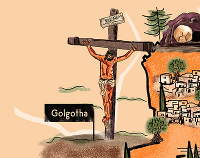 The Cross of Golgotha - Luke 23:33-43 bible christianity cross design easter god golgotha good friday illustration israel jesus christ life magazine map