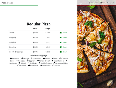 Italian Restaurant Order - Regular Pizza section food order italian food italian restaurant order pizza restaurant website