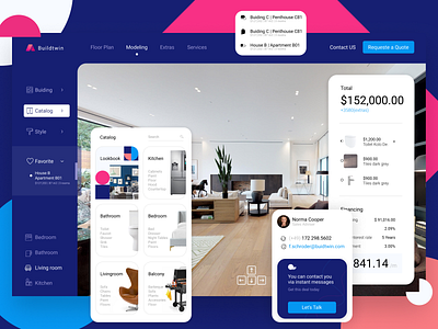 BuidTwin - product design 3d app bed blue buiding catalog contact design figma house mortgage product design razvan stancea remodeling ui ui design ux ux design webapp