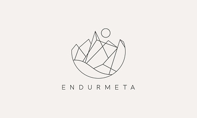 Endurmeta Logo branding geometric iceland icon identity illustration logo mountains ocean recycling revalue sun vector