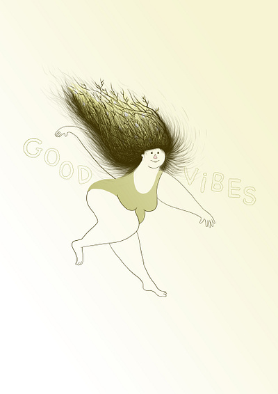 Good vibes girl digital art goodvibes goodvibesonly illustration illustration digital illustrations lettering poster design yellow