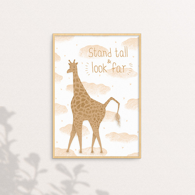 Giraffe Poster digital illustration giraffe giraffes lettering logo poster design wallart