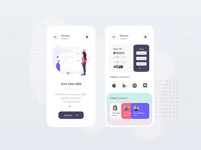 Tech Event - Mobile App adobe xd app dayliui event app flat design mobile app design mobile design mobile ui tech app technology ui