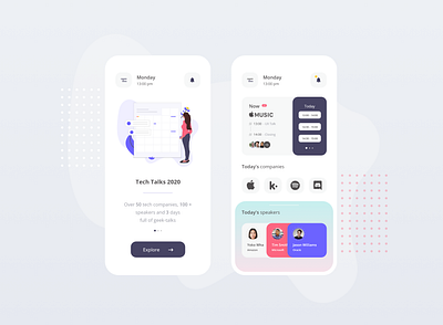 Tech Event - Mobile App adobe xd app dayliui event app flat design mobile app design mobile design mobile ui tech app technology ui